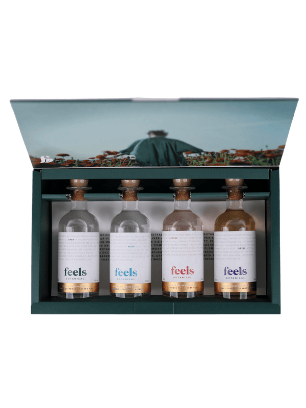 Feels Botanical Eau De Vie Spirit Gift Box, the perfect collection of botanical spirits for gifting