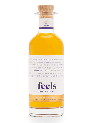 Revel Eau De Vie Spirit bottle by Feels Botanical, with lively fruit, spice & smooth chocolate notes