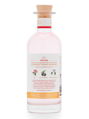 Rouse Eau De Vie Spirit bottle by Feels Botanical, featuring floral & sensual rose, musk, & rhubarb aromas