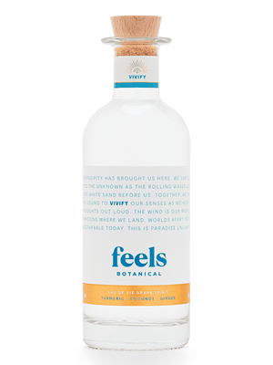 Vivify Eau De Vie Spirit bottle by Feels Botanical, highlighting tropical coconut & vibrant flavour notes