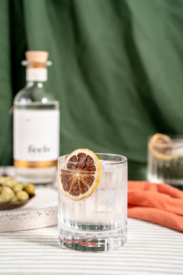 Feels Bask and Soda cocktail made with Bask Eau De Vie Spirit by Feels Botanical, showcasing its earthy & smooth tequila-like essence